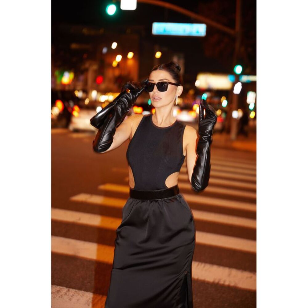 Bar III Nicole Williams English Cutout Ribbed Bodysuit
